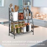CRAFTYKART Wrought Iron 2 Tier Foldable Kitchen Spice Rack, Storage Shelf Organizer as well Bathroom Organizor