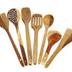 Handmade Wooden Cooking Spoons and Serving Spoon Set of 7 | Non Stick Kitchen Utensil Spoon Set