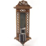 CRAFTYKART Wooden Wall Hanging Mirror Reflection Candle Holder for living room