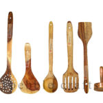 CRAFTYKART Handmade Wooden Cooking Spoons and Serving Spoon Set of 5 with Free Masher | Non Stick Kitchen Utensil