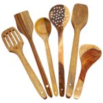 Wooden Serving and Cooking Spoons Non Stick Kitchen Utensil - Set of 6