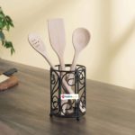 Wrought Iron Cutlery Holder & Countertop  for Kitchen Organization, Dining Table & Storage, Cutlery & Flatware Caddy (Black)