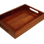 Sheesham Wood Hand Crafted Serving Tray with Intense Carving (12x 8 inches - Brown)