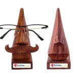 Wooden Nose Shaped Spectacle Specs Eyeglass Holder Stand with Brown Mustache - Set of 2