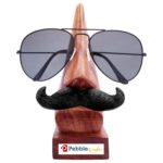 Wooden Nose Shaped Spectacle Specs/Sunglass/Eyeglass Holder Stand with Black Mustache