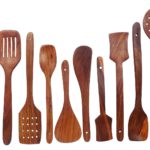 CRAFTYKART Handmade Sheesham Wooden Spoon Set of 10 pc. Ideal for Non Stick Kitchen Accessoires.