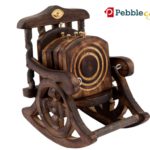 CRAFTYKART Wooden Antique Chair Design Tea Coffee Coaster Set with Decorative Holder for Tea Coffee Cups Mugs Beer Cans Bar Glass Indian Handicrafts