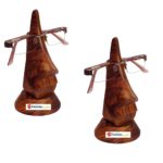 A Pair of Handmade Wooden Nose Shaped Specs Stand Spectacle Holder with Round Base
