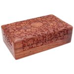 Wooden Carved Jewelry Box for Women Jewel Organizer Flower (8X5INCHES)- wooden boxes for storage