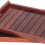 CRAFTYKART Wooden Sheesham Wood  Serving Tray Set -2 - Standard Size (Brown)