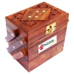 Wooden Jewelry Box ( Diamond Type With Carving And Brass Works)