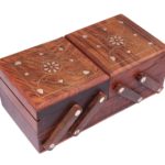 CRAFTYKART Jewelry Box for Women Wooden Flip Flap Brass Inlaid Work | Wooden Gift Box |