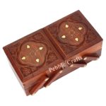 CRAFTYKART Wooden Flip Flap Jewelry Box for Women Handmade Gift, 8 Inches | Jewelry Organizer
