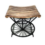 Wrought Wooden Stool Cum Side Table | Coffee Table | End Table | Sitting Stool for Living Room and Bedroom