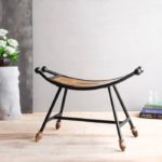 Wooden and Wrought Iron Side End Tea Coffee | Bedroom Table | Boat Shape