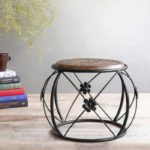Wooden and Wrought Iron Side End Tea Coffee | Bedroom Table | Round