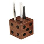 Wooden Paper Weight | Cube dice Pen Holder | dice Cum Pen Stand Cum Paper Weight