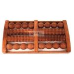 PEBBLE CRAFTS Wooden Foot Massager With Round And Spiked Rollers | Pain relief Healer | Acupressure- Brown