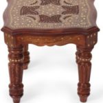 Sheesham Wood Brass Inlay Solid Wood Foldable Coffee Table - End Table 21X21X18 Lxbxh Inches