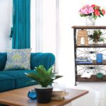 Multipurpose Floor Standing Wooden and Wrought Iron Utility Storage Shelf Rack with 4 Shelves Organizer