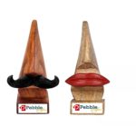 Handmade Wooden Nose Shaped Spectacle Specs Eyeglass Holder Stand With Red Lips And Black Mustache