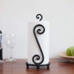 CRAFTYKART Wrought Iron Tissue Paper Roll Holder, 12X12X30 cm, Black