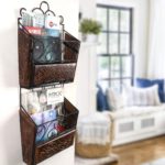 Wooden & Iron Magazine Holder with Handcarvings