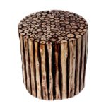 Wooden Round Shape Stool|Table|Bedside Table|Wooden Stool|Coffee Table for Living Room Furniture | Garden Stool | Outdoor Furniture | (Walnut 16 X 16 X 18)