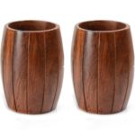 Wooden Barrel Shaped Cutlery Holder/Spoon Holder/Pen Holder (Set of 2)