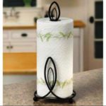 Wrought Iron Tissue Roll/Paper Towel Holder for Kitchen and Dining Table Size: 5x5x11 inches, Color- Black