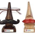 CRAFTYKART Wooden Nose Shaped Spectacle Specs Eyeglass Holder Stand for girls and boys ( red lips and antique mustache )