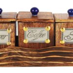 Handicraft Wooden Tea/Coffee/Sugar Container (Set of 1)for Coffee, Tea, Sugar