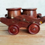 PEBBLE CRAFTS Wooden Handmade Trolley Shaped (Brass) Set with Decorative Holder Tabletop Salt and Pepper Shaker, Condiment Set