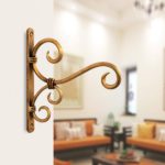 CRAFTYKART Golden Antique Wrought Iron Wall Bracket for Bird Feeders & Houses Planters Lanterns Wind Chimes Hanging Baskets Ornaments String Lights