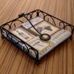PEBBLE CRAFTS Wrought Iron Tissue and Napkin Holder for Kitchen Counter-tops, Dinner Tables, Picnic Tables