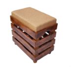 Pebble Crafts Wooden Storage Stool with Cushion - Multi Functional Collapsible, Magazine, Books Holder (Medium, Antique Black)