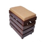 Pebble Crafts Wooden Storage Stool with Cushion - Multi Functional Collapsible, Magazine, Books Holder (Medium, Brown)