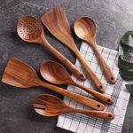 Craftykart Wooden Kitchen Utensil Set 6 Cooking Utensils Spatula Spoons for Cooking and Serving Nonstick Cookware Handmade by Natural Sheesham Wood (Rose Wood)