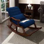 PEBBLE CRAFTS Rocking Chair/Colonial Rocking Chair/Traditional Rocking Armchair/Tropical Exotic Rosewood Wood/Antique Rocking chair/Modern appearance Chairs Blue seating