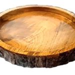 Pebble crafts Wooden Serving Tray Round Shape with BAKKAL Tree BARK Handmade Serving Tray