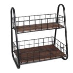 Craftykart Wrought Iron Kitchen Shelf  Double-Layer Spice Rack (Black)