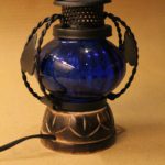 Craftykart Decorative Wooden Electric Hanging Table Lamp Holder Lantern with Blue, 9x9x18cm