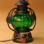 Craftykart Decorative Wooden Electric Hanging Table Lamp Holder Lantern with Green, 9x9x18cm