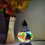 Craftykart Decorative Wooden Electric Hanging Table Lamp Holder Lantern with white ambiance, 9x9x18cm