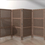 CRAFTYKART Solid Wood Room Divider Separator Wooden Partition With 4 Panel in  Low Height