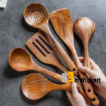 CRAFTYKART RoseWood Handmade Wooden Serving and Cooking Spoon Set Spatulas Set of 6