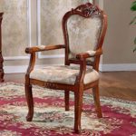 CRAFTYKART Sheesham Wood Back Comfort Seating Chair Hand Carved Armrest Royal Dining Chair for Home & Office (Brown