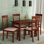 CRAFTYKART Wooden Seater Dining Set in Walnut Finish