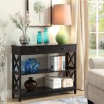 CRAFTYKART Wooden Rectangular Console Table with Drawer - Black