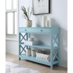 CRAFTYKART Wooden Rectangular Console Table with Drawer - Light Blue